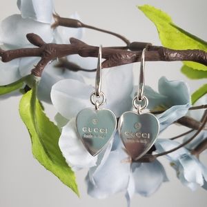 Gucci NWT Sterling Trademark Heart Drop Earrings